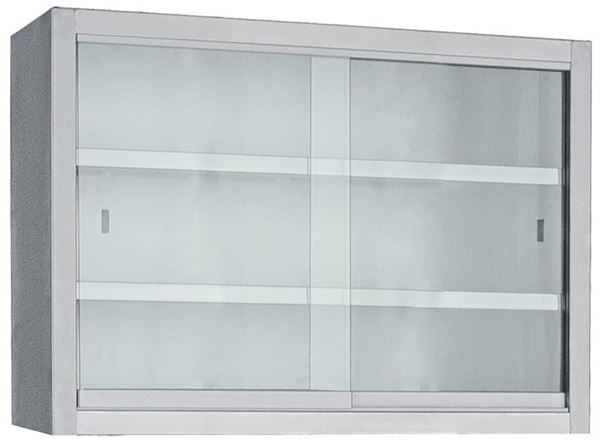 Εικόνα της Ποτηριέρα με κρυστάλλινες πόρτες συρόμενες 140x30x70 cm