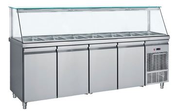 Εικόνα της Ψυγείο Βιτρίνα Σαλατών για 7 GN 1/1 με 4 πόρτες, 239 cm