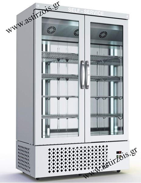 Εικόνα της Ψυγείο Βιτρίνα Θάλαμος Inox Συντήρηση, Mε 2 Πόρτες, Με Μηχάνη, Διάσταση 132x70x215 cm