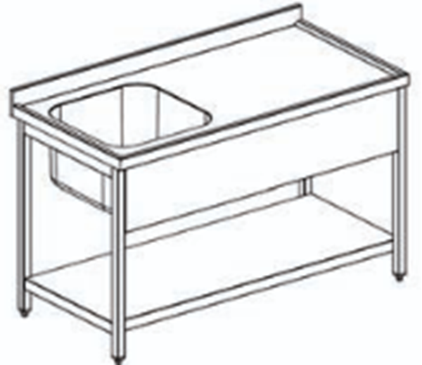 Εικόνα της Λάντζα ανοιχτή 120x70x86 cm με 1 γούρνα 50Χ50 cm αριστερά χωρίς ράφι