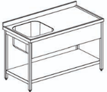 Εικόνα της Λάντζα ανοιχτή 120x70x86 cm με 1 γούρνα 50Χ50 cm αριστερά με ράφι