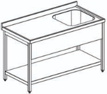 Εικόνα της Λάντζα ανοιχτή 120x70x86 cm με 1 γούρνα 50Χ50 cm δεξιά χωρίς ράφι