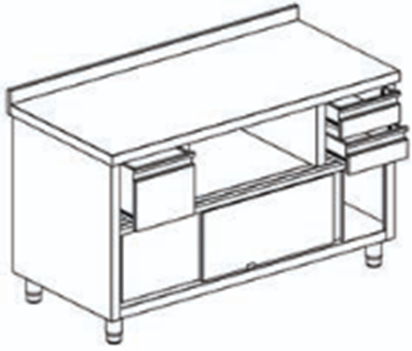 Εικόνα της Ερμάριο καφέ με 2 συρόμενες  πόρτες,  2 συρτάρια και 1 αμπάρι χωρίς πανωσήκωμα 147X60X86